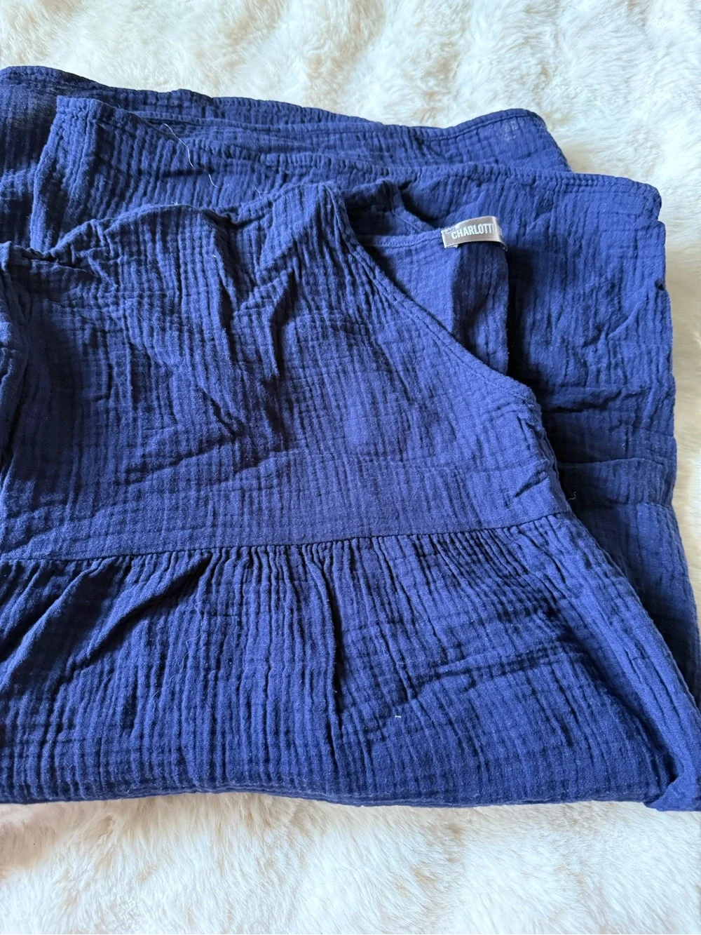 Navy Cotton Gauze women's coverup dress